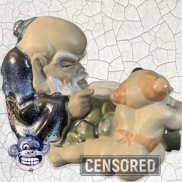 Vintage Chinese Dynasty God of Longevity w Boy Tong Zi Figurine Porcelain Mudman - Picture 2 of 16